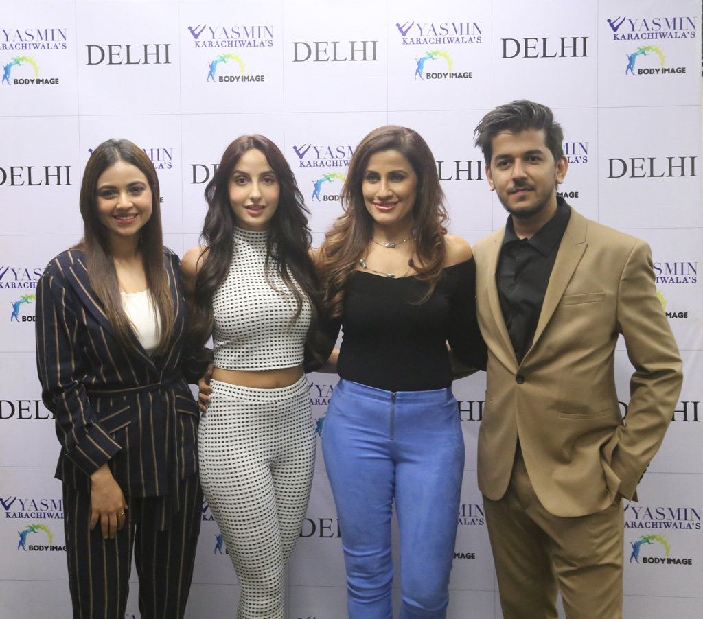Sheena Rathi Nora Fatehi Yasmin Karachiwala and Shubham Goswami at Body Image Studio GK2 DELHI (2)